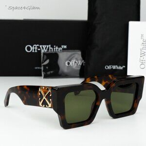 Off-White Women Sunglasses Havana Green Square OERI128 CATALINA 6055 BRAND NEW